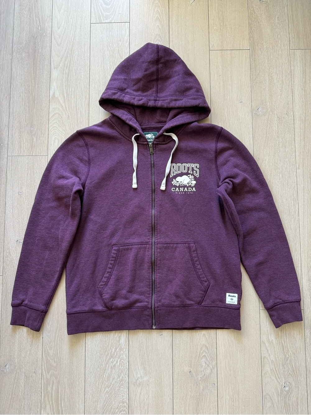 ROOTS Canada Women’s Heritage Fleece Zip Hoodie Maroon Size Large
